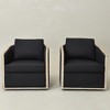 KINWELL 31"W Oak Frame Upholstered Swivel Barrel Armchair, Set of 2 - 3 of 4