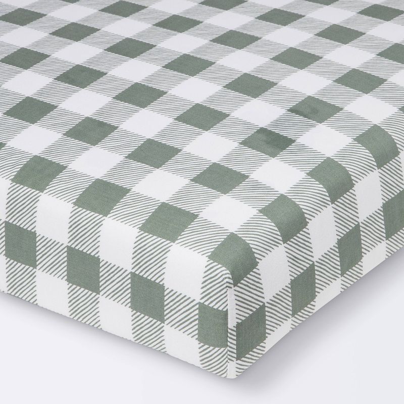 Fitted Crib Sheet - Cloud Island&#8482; Green Gingham, 1 of 7
