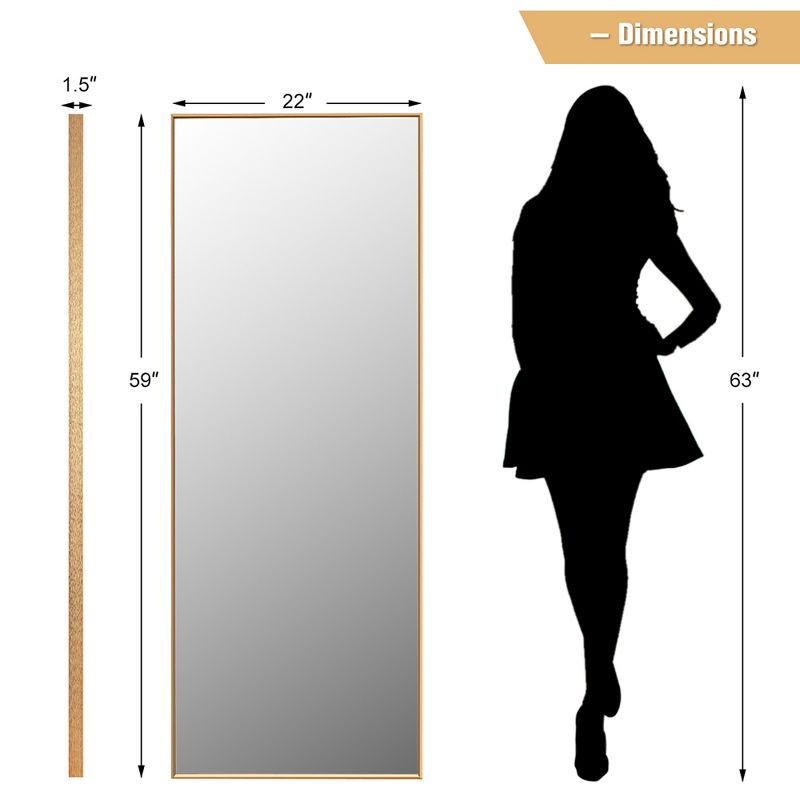 Costway 59''Full Length Body Mirror Aluminum Frame Leaning Hanging Dressing Mirror, 3 of 11