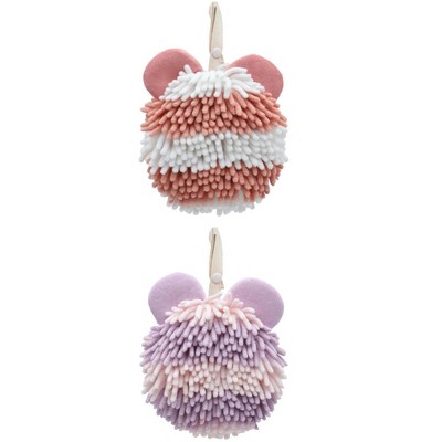 REGALWOVEN Cute Bear Shape Chenille Soft Absorbent Hand Towels 2 Pcs