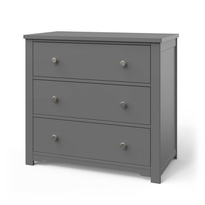 Cool Gray Pine Wood 3-Drawer Dresser with Changing Table Topper