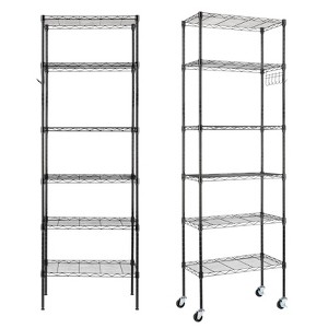 SEVOBAL Utility Storage Shelves Carbon Steel Storage Rack with Wheels for Garage Basement and Kitchen, Black, 22.04"*12.2"*8.07" - 1 of 4