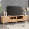 Clihome Rattan TV Stand for TVs up to 85'', Modern Farmhouse Media Console, Entertainment Center with Solid Wood Legs, TV Cabinet for Living Room - 3 of 4