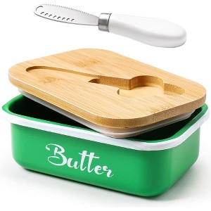 Metal Butter Dish with Lid and Stainless Steel Butter Knife, Double Silicone Seal for Freshness, Durable, Easy to Clean - 1 of 4