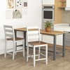 Tangkula Set of 2 Counter Height Chairs w/ Inclined Backrest Rubber Wood Crossbars - 2 of 4
