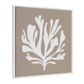 22" x 22" Sylvie Sophisticated Neutral Coral Tan Canvas by Creative Bunch White - Kate & Laurel All Things Decor