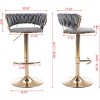 TiramisuBest Set of 2 Velvet Bar Stools with Chrome Footrest & Base, Swivel Height Adjustable Mechanical Lift, Golden Legs, Modern Navy - 4 of 4