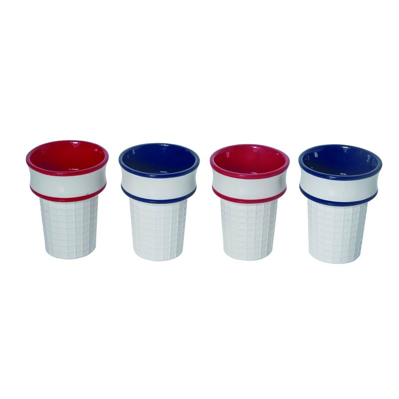 Transpac Dolomite Reuseable Patriotic Themed Cake Cup Ice Cream Cone Shaped Dessert Bowls,4.75H Inches, 1 of 5