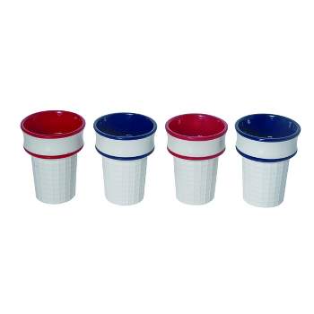 Transpac Dolomite Reuseable Patriotic Themed Cake Cup Ice Cream Cone Shaped Dessert Bowls,4.75H Inches