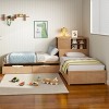 Polibi 3-in-1 Pine Wood Corner Platform Bed with Shelves & Cabinet - 3 of 4