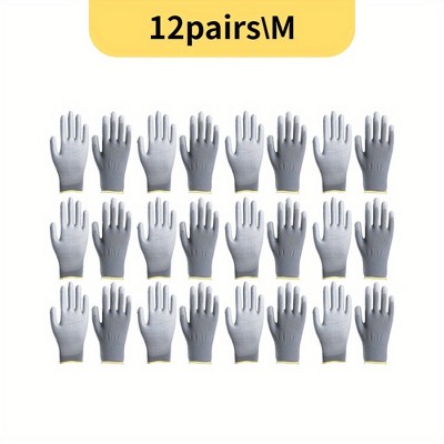Paaaawaters 12pairs Work Gloves for Men Women Non-slip, Black Polyurethane Coating, Garden Yard Gloves, Industrial Protective Work Gloves