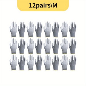 Paaaawaters 12pairs Work Gloves for Men Women Non-slip, Black Polyurethane Coating, Garden Yard Gloves, Industrial Protective Work Gloves - 1 of 4