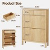Fluted Shoe Storage Cabinet with 2 Flip Drawers & Adjustable Shelf, Narrow Shoe Organizer, Oak Natural - 2 of 4