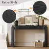 Entryway Table with Natural Wood Grain Finish Console Table with Fluted Design Oval Top and 2 Drawers for Entryway and Living Room Black - 4 of 4