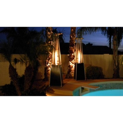 Hammered Bronze Tall Glass Tube Propane Patio Heater with Safety Shut Off