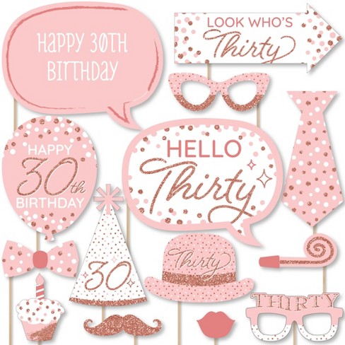 Big Dot Of Happiness 30th Pink Rose Gold Birthday - Happy Birthday Party  Photo Booth Props Kit - 20 Count : Target