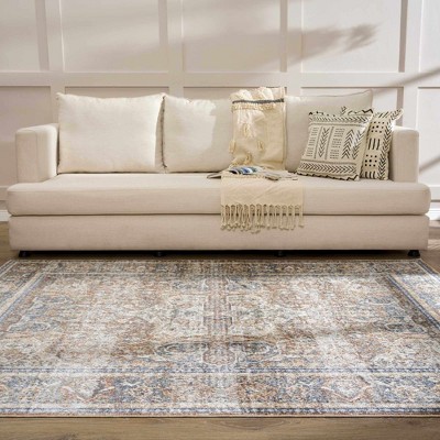 Arias Gray and Beige Washable Polyester Area Rug