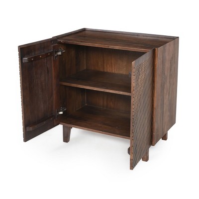 Infurnic Decorative Storage Cabinets Vintage Wooden Accent Cabinet with Fluted Design Perfect for Living Rooms and Entryways, Brown, 28"*16"*28"