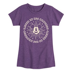 Girls' - Disney - Mickey Listen To The Universe Fitted Short Sleeve Graphic T-Shirt - 1 of 4