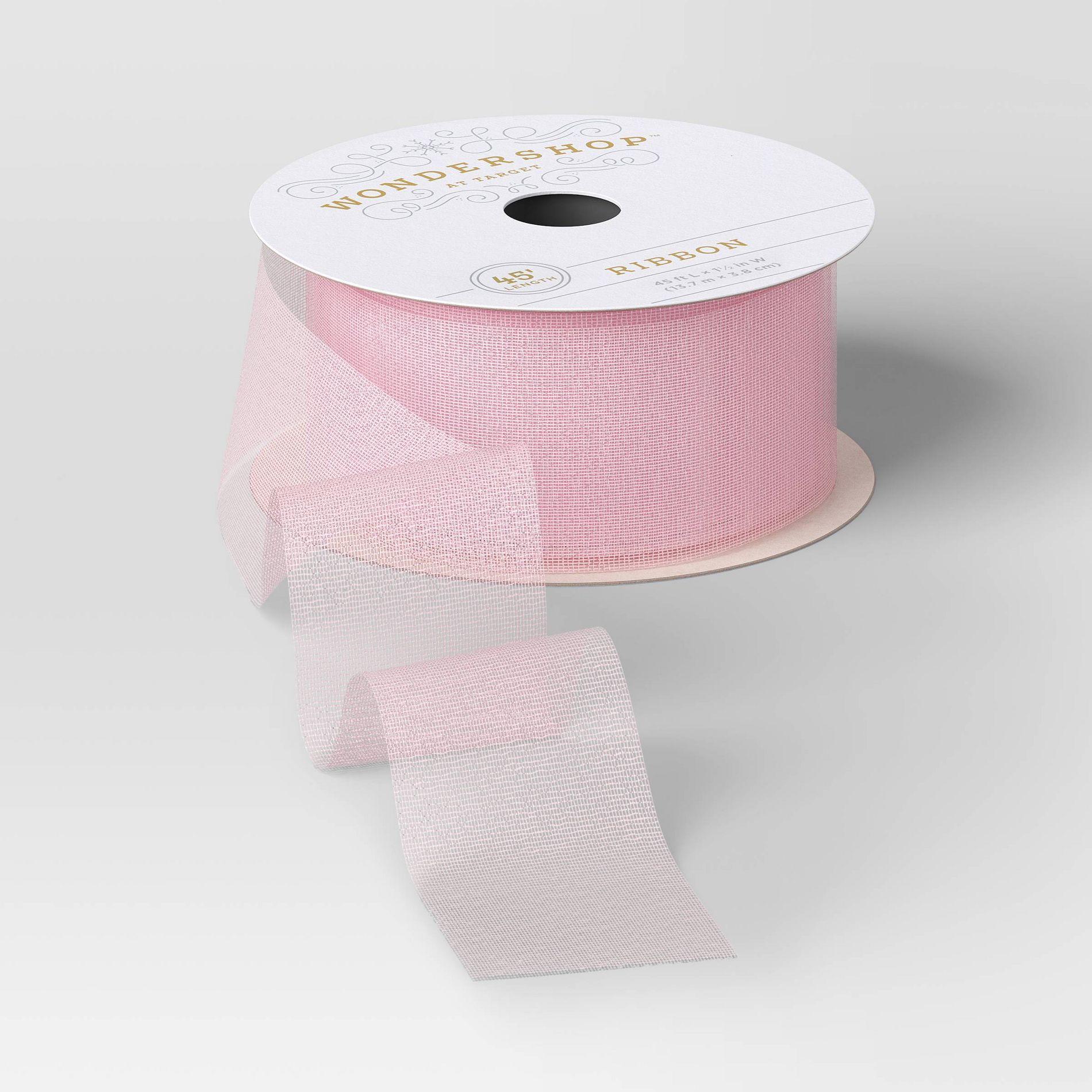 45' Christmas Holiday Cheer Premium Ribbon Pink Sheer - Wondershop™