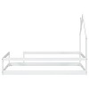 DOMETOUR Twin Size Wood bed with House-shaped Headboard Floor bed with Fences,White - 2 of 4