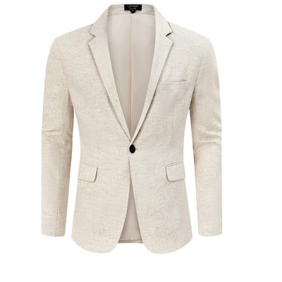 Men's Casual Sport Coat Lightweight Linen Blazer One Button Business Suit Jackets Stylish Daily Suits