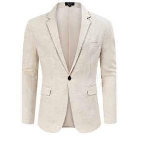 Men's Casual Sport Coat Lightweight Linen Blazer One Button Business Suit Jackets Stylish Daily Suits - 1 of 4