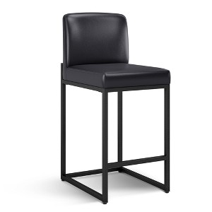 Captiva Designs 24 inch Height Bar Stool with Padded Seat and Back & Sturdy Steel Frame & Footrest - 1 of 4