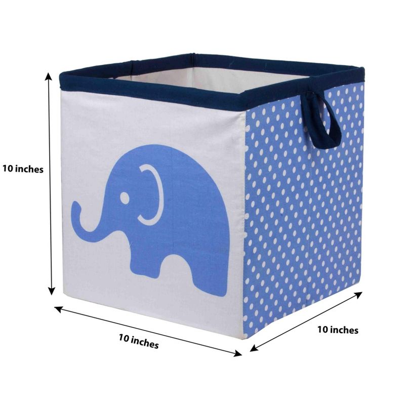 Bacati - Elephants Blue/Gray Storage Box Small, 4 of 7