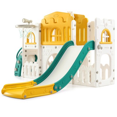 homfan 8-in-1 Toddler Playset w/ Slide, Climber & Basketball Hoop - Indoor/Outdoor Playground for Ages 1-3