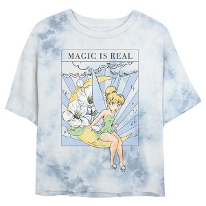 Juniors Womens Peter Pan Tinker Bell Magic is Real Tarot Card Crop T-Shirt - 1 of 3