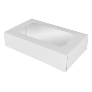 O'Creme White Treat Box with Window, 8.5" x 5.5" x 2", Pack of 200 - 1 of 3