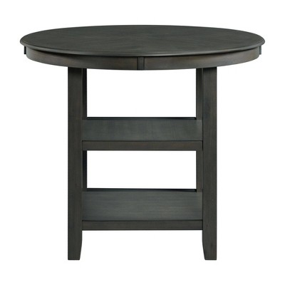 Gray Counter Height Dining Set with Faux Leather Chairs