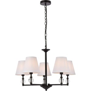 Elegant Lighting Bethany 5 lights pendant in black with white fabric shade - 1 of 4