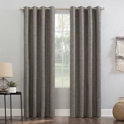 63"x52" Kline Burlap Weave Thermal 100% Blackout Grommet Top Curtain Panel Beige/Brown - Sun Zero