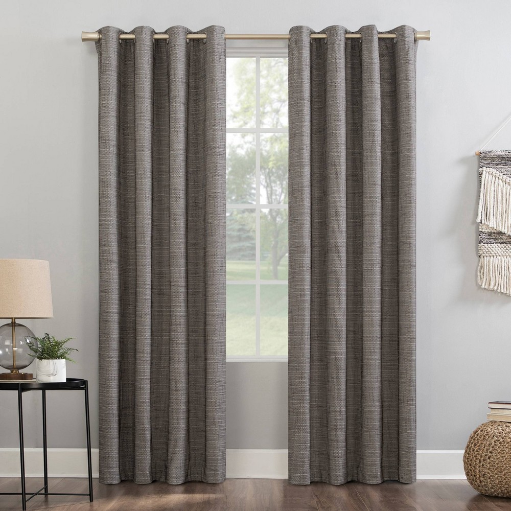 Photos - Curtains & Drapes 84"x52" Kline Burlap Weave Thermal 100 Blackout Grommet Top Curtain Panel