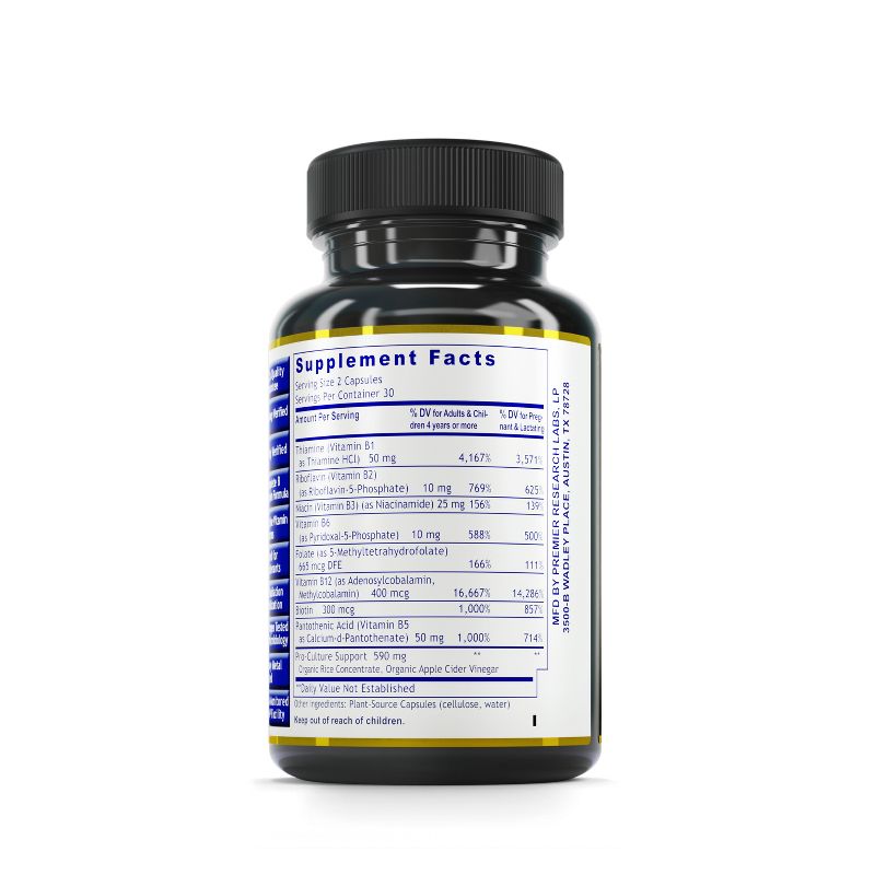 Premier Research Labs Complete B - Supports Nervous System, Energy Production, Liver, Skin & Hair - Whole Vitamin B Family - 60 Plant-Source Capsules, 2 of 4