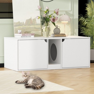 FUFU&GAGA Cat Cabinet Double Door Double Space Magnetic Door Separate Litter Collector Minimalist Modern Style