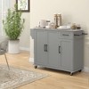 Yukimo 50.5" Gray and Silver Moveable Kitchen Island with Stainless Steel Countertop, 3 Storage Cabinets & Wheels, Mobile Kitchen Cart for Dining - 2 of 4