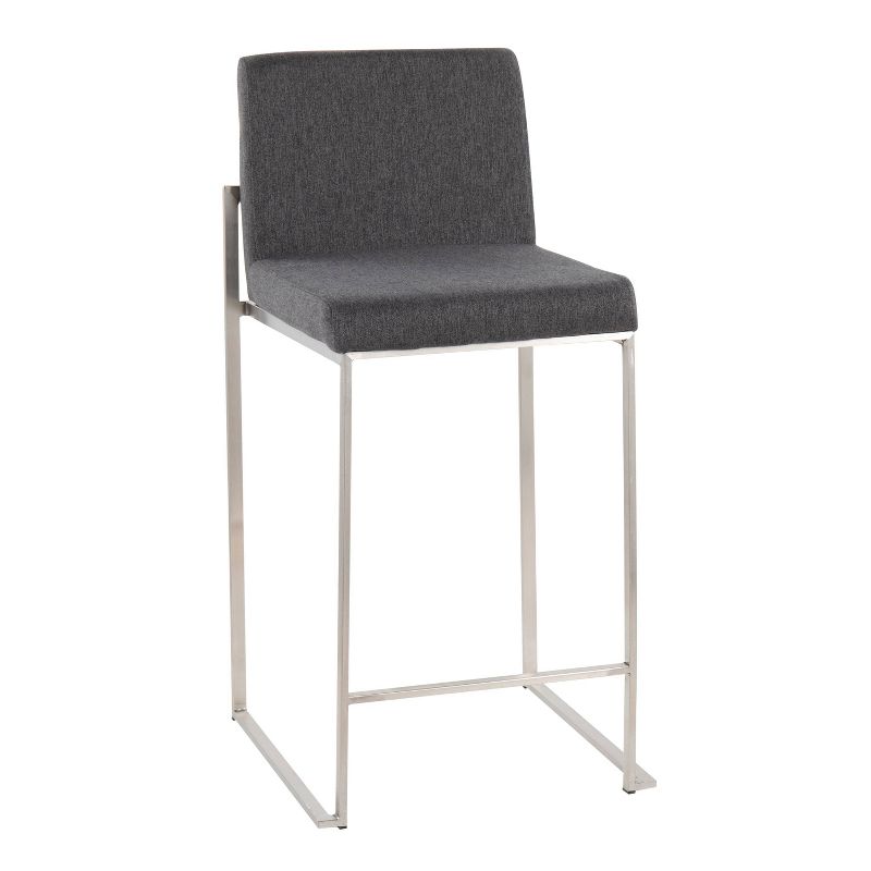 Set of 2 FujiHB Polyester/Steel Counter Height Barstools Charcoal - LumiSource, 3 of 10