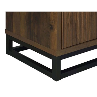 Ryatt Dark Pine and Black 4-Door Wood Accent Cabinet