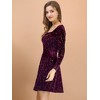 Allegra K Women's Stars Print Square Neck Vintage Velvet Mini Dress - 4 of 4