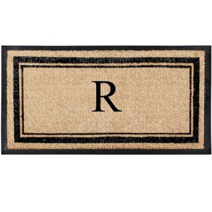 A1HC Natural Rubber Coir Outdoor Doormat 24x48 Monogrammed Anti-Shed Treated Durable Front Door Mat - 1 of 4