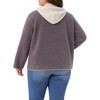Women's Plus Size Fleece Hooded Fuzzy Long Sleeve Button Down Casual Teddy Jacket with Pockets - Agnes Orinda 3X Purple - 4 of 4