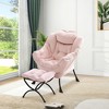 Lazy Chair with Ottoman, Modern Lounge Accent Chair,Leisure Sofa Armchair with Footrest,Reading Armchair with Side Pocket - 2 of 4