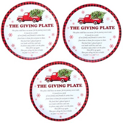 The Lakeside Collection Christmas Melamine Giving Plates 12" Dia Set of 3