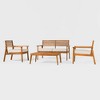 Saracina Home 4pc Mid-Century Modern Slatted Acacia Outdoor Patio Conversation Furniture Set - 4 of 4