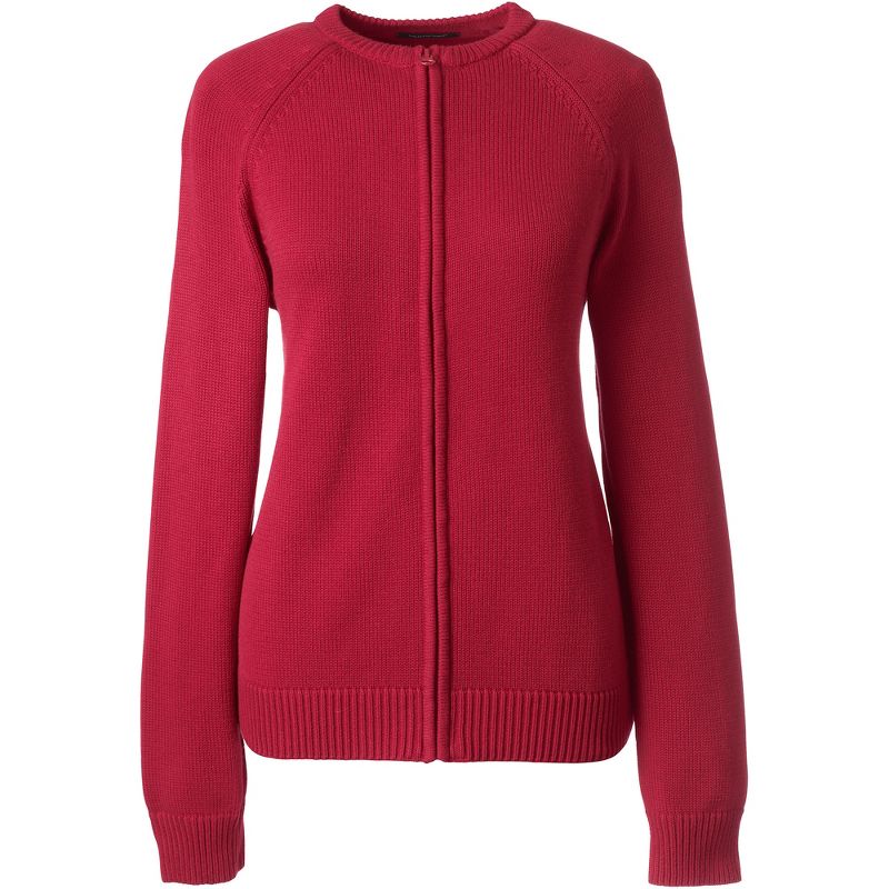 Lands' End School Uniform Women's Cotton Modal Zip-front Cardigan Sweater, 1 of 5