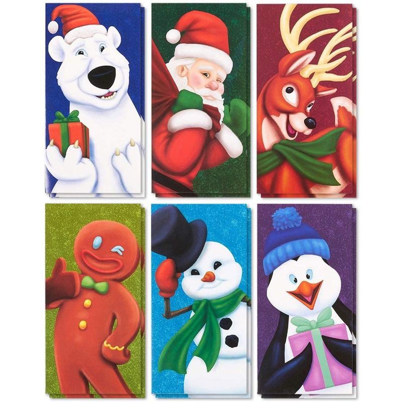 36-Pack Merry Christmas Greeting Cards - Xmas Money and Gift Card Holder Cards in 6 Character Designs - Assorted  with Envelopes Included, 3.6x7.25", 1 of 7