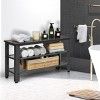Tangkula 3-Tier Industrial Shoe Rack Entryway Bench with Mesh Storage Shelf - 2 of 4